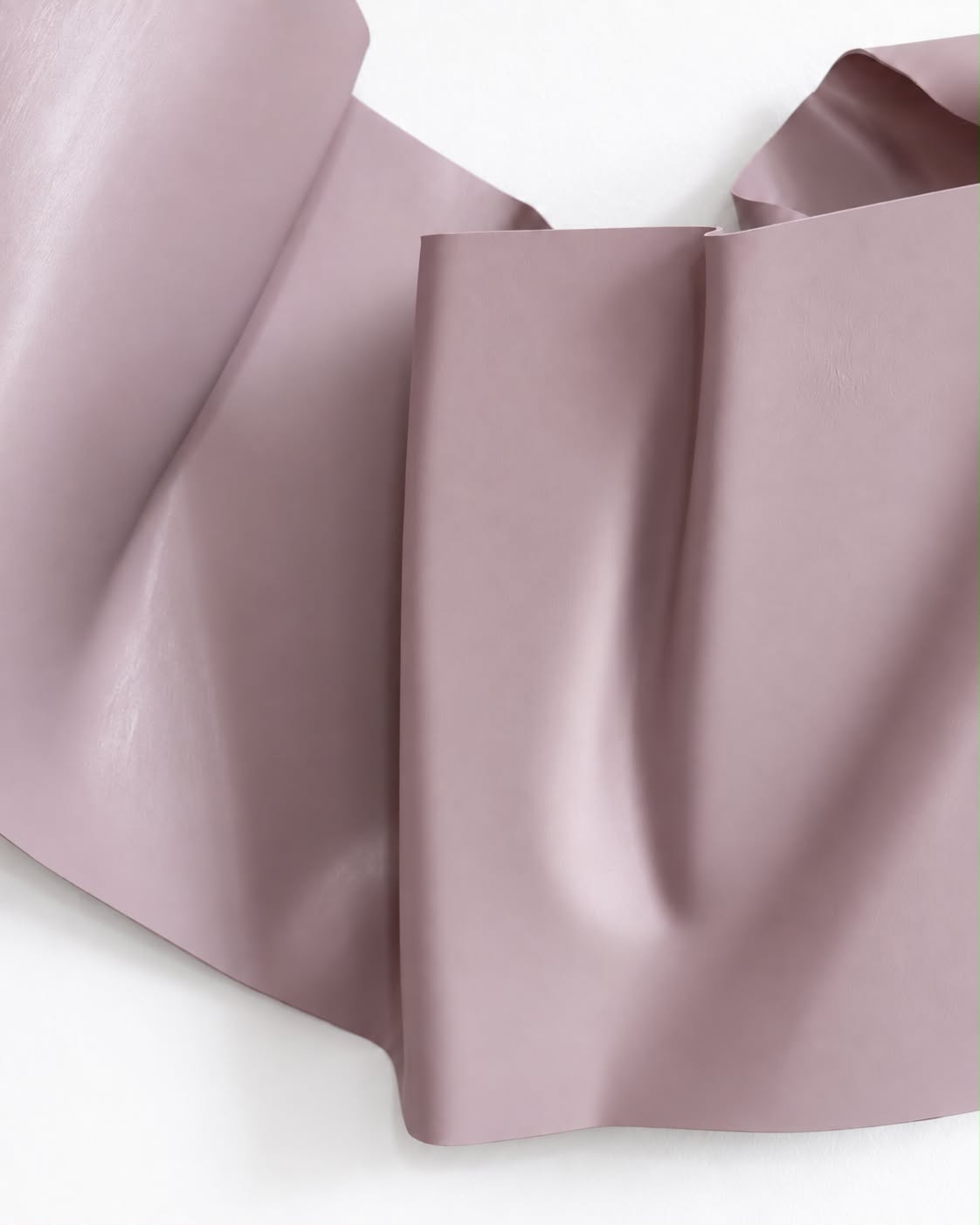 Folded dusty pink form on white by Krista Haldenby